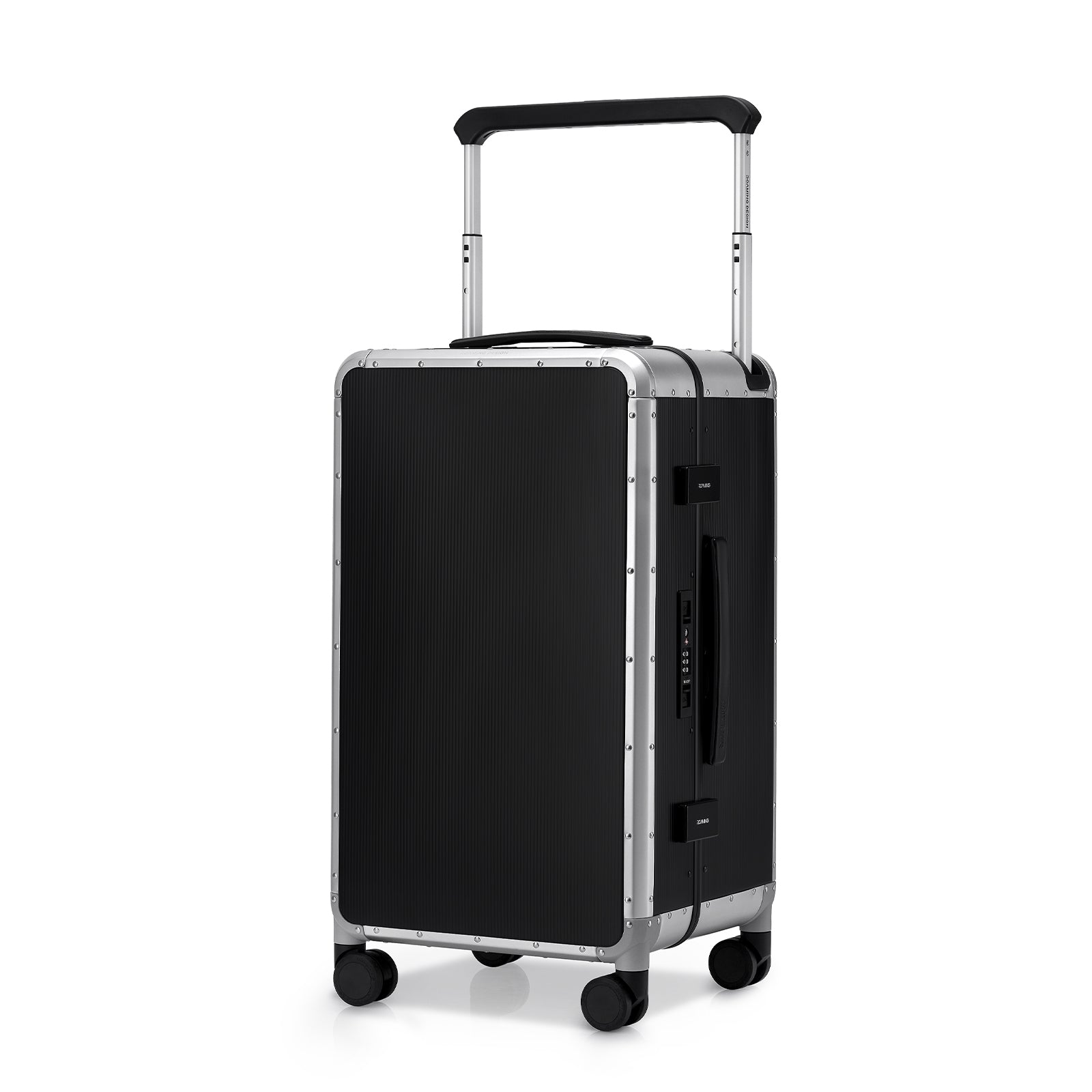Voyager Zipperless Aluminum Frame Carry-On Black Silver thumbnail 12