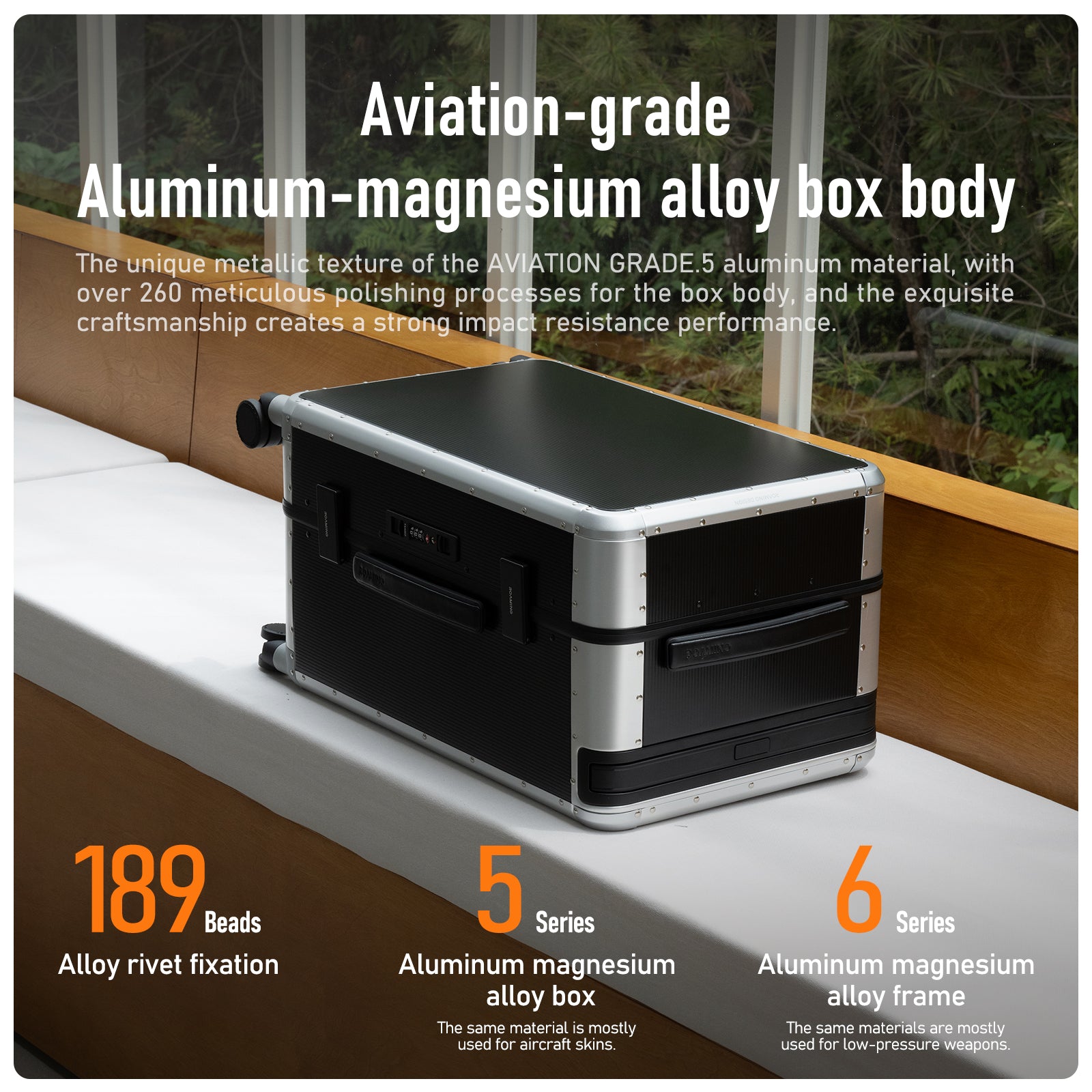 Voyager Zipperless Aluminum Frame Carry-On Black Silver thumbnail 9